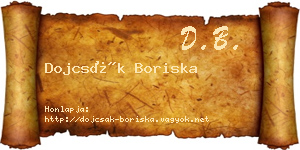 Dojcsák Boriska névjegykártya